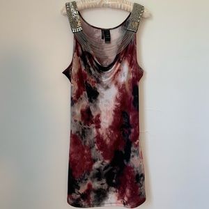 Bisou Bisou Embellished Tie Dye Cocktail Mini Dress